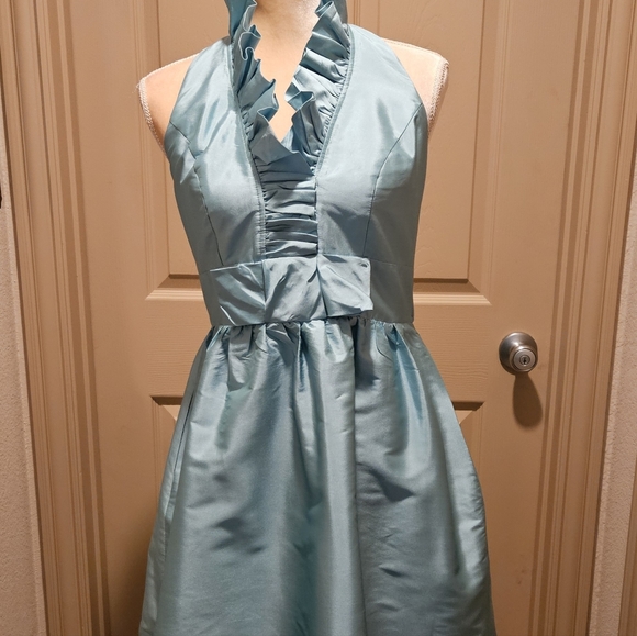 ALFRED SUNG Ruffled Halter Neck Sleeveless Cocktail Dress Sz 6 - Picture 3 of 5